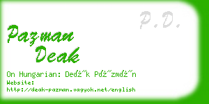 pazman deak business card